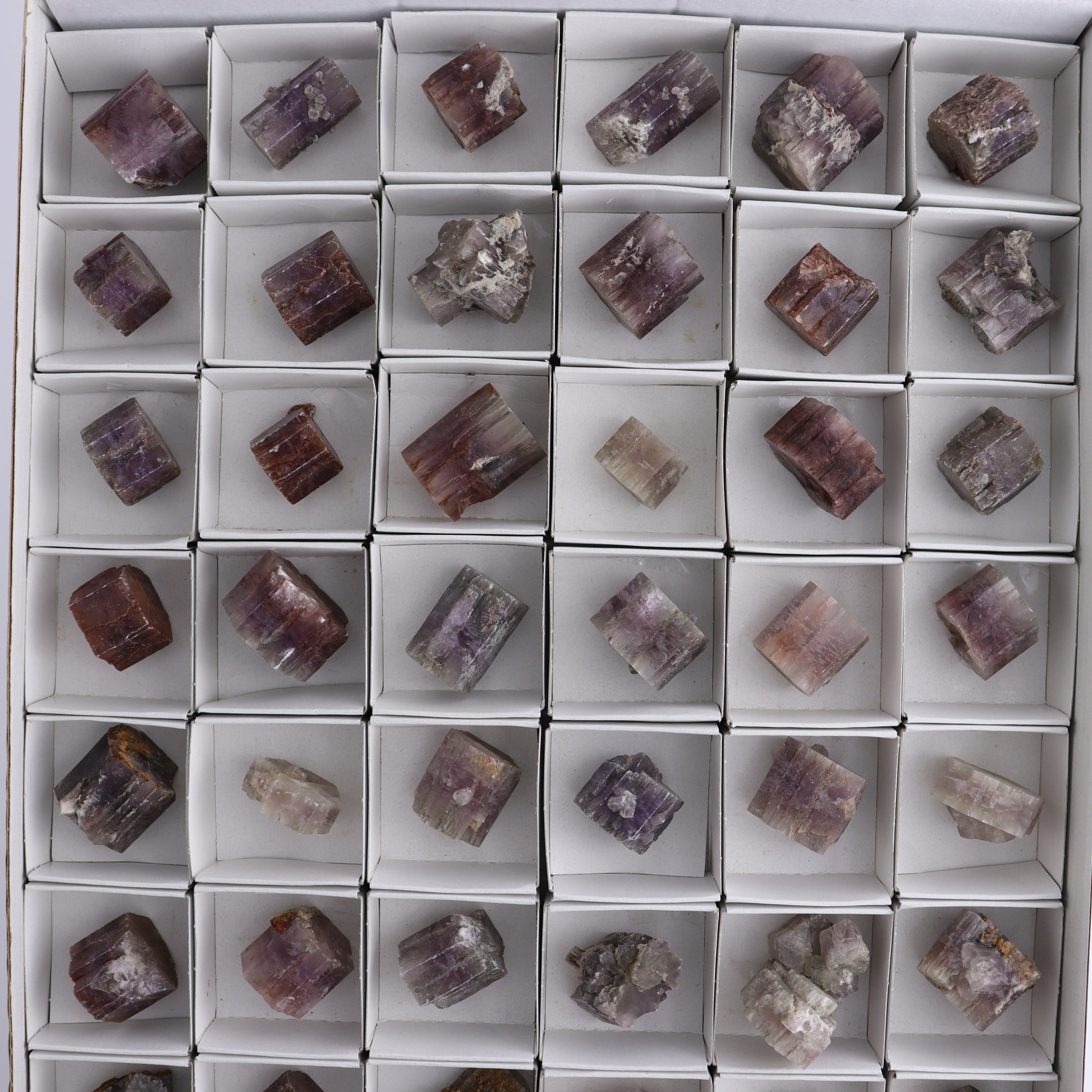 Purple Aragonite Set of 54 - Expert Wholesale and Supplier of Wholesale Crystals & Bulk Gemstones, ["aragonite","Purple Aragonite","Spain"]