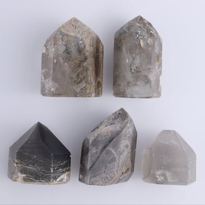 Garden Quartz Towers Set of 5 - Expert Wholesale and Supplier of Wholesale Crystals & Bulk Gemstones, ["Brazil","Garden Quartz","Quartz","Towers"]