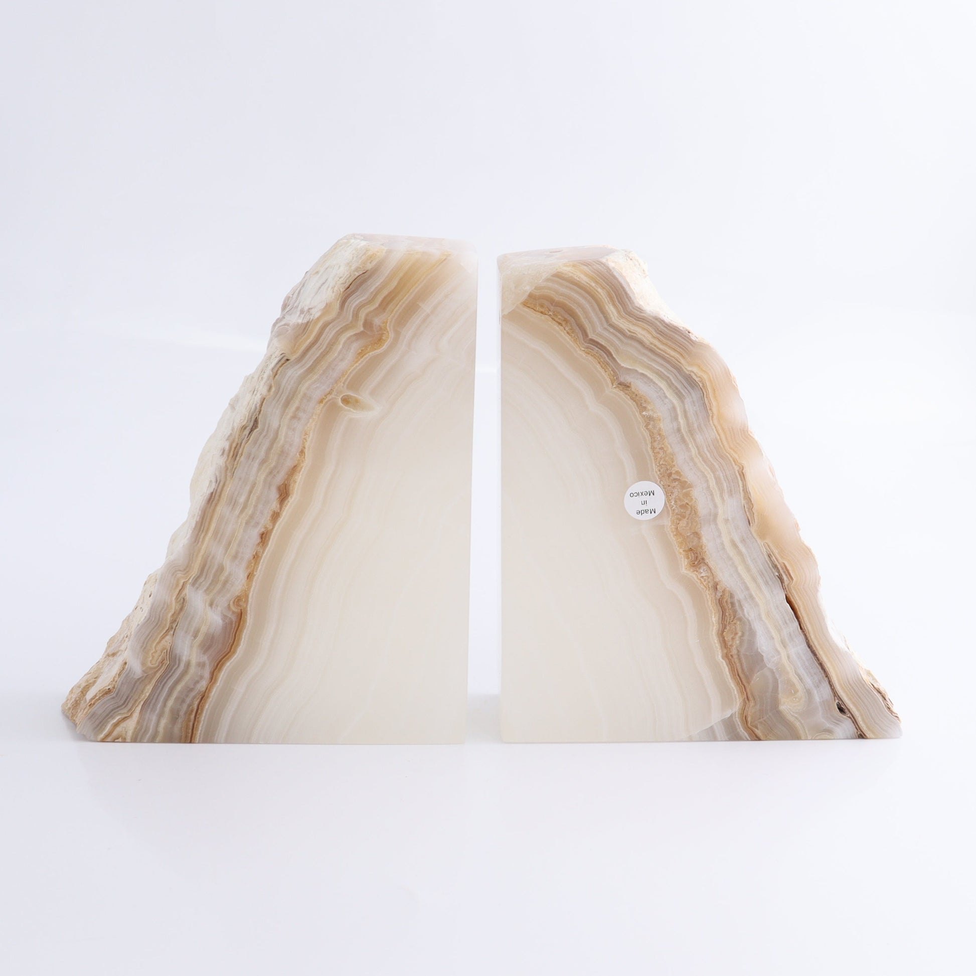 One Pair of Mexican Onyx/Calcite White & Honey Rough Bookend - Expert Wholesale and Supplier of Wholesale Crystals & Bulk Gemstones, ["Bookends","Calcite","Catalog Onyx","Mexico","onyx"]