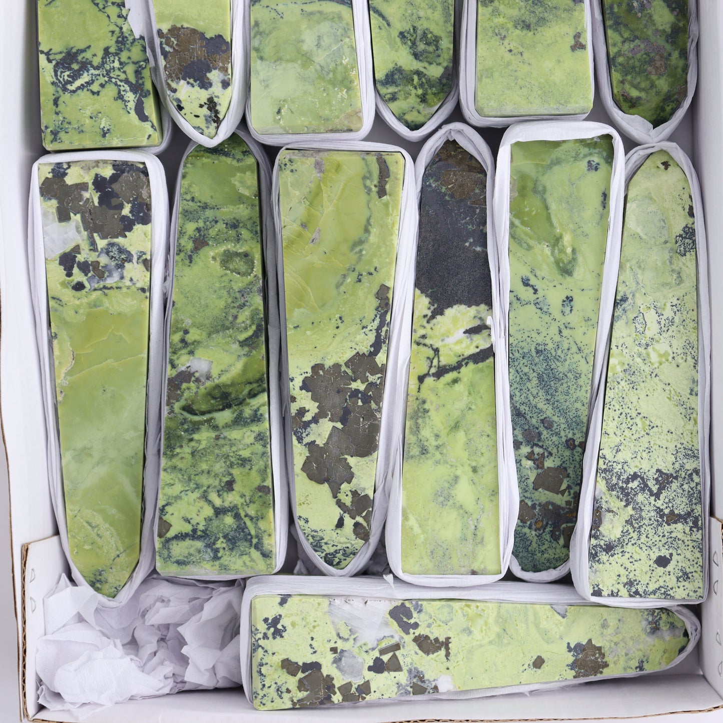 Serpentine Obelisk Set of 13 - Expert Wholesale and Supplier of Wholesale Crystals & Bulk Gemstones, ["Obelisk","Peru","serpentine"]