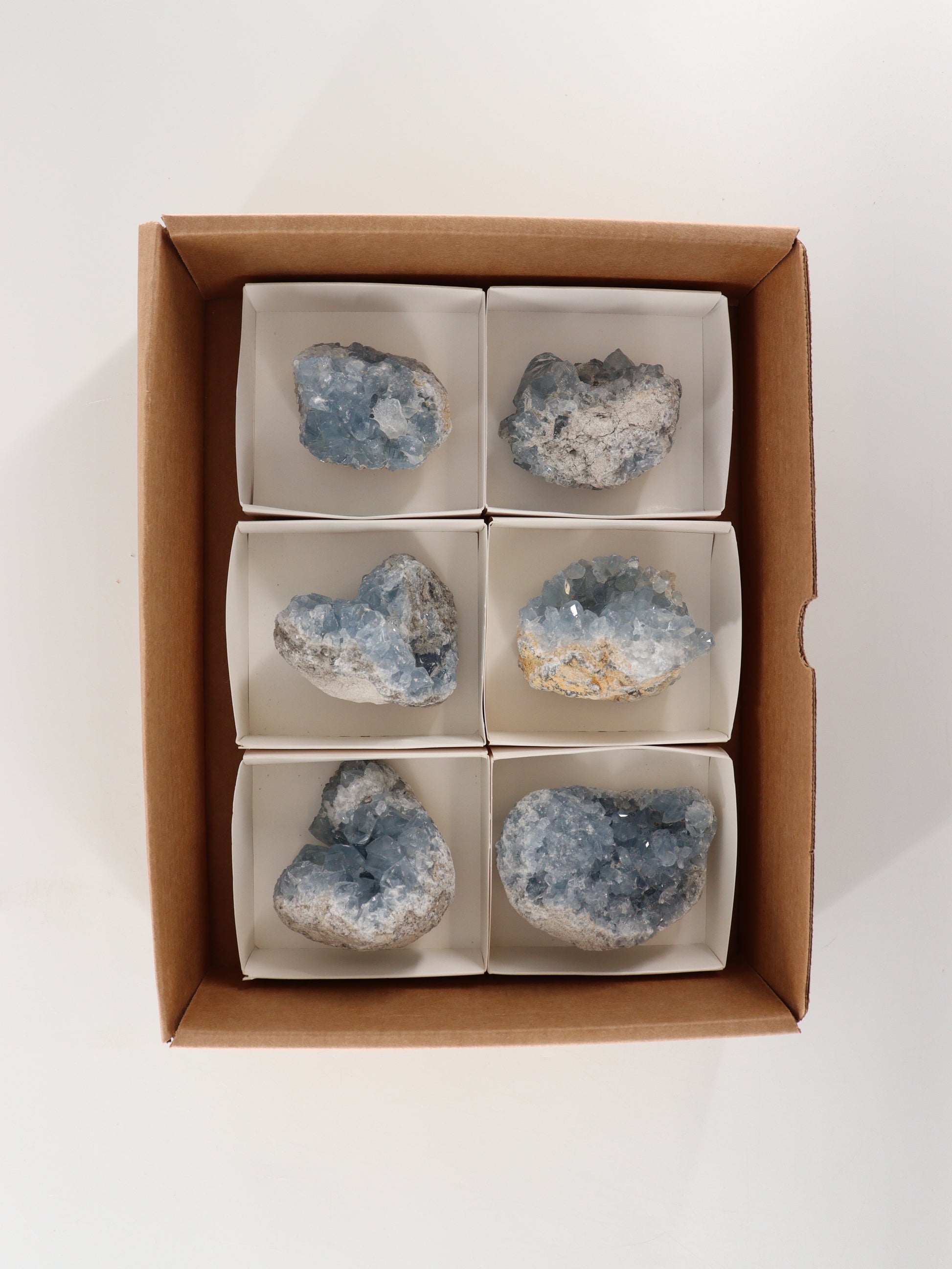 Celestite Clusters Set of 6 - Expert Wholesale and Supplier of Wholesale Crystals & Bulk Gemstones, []