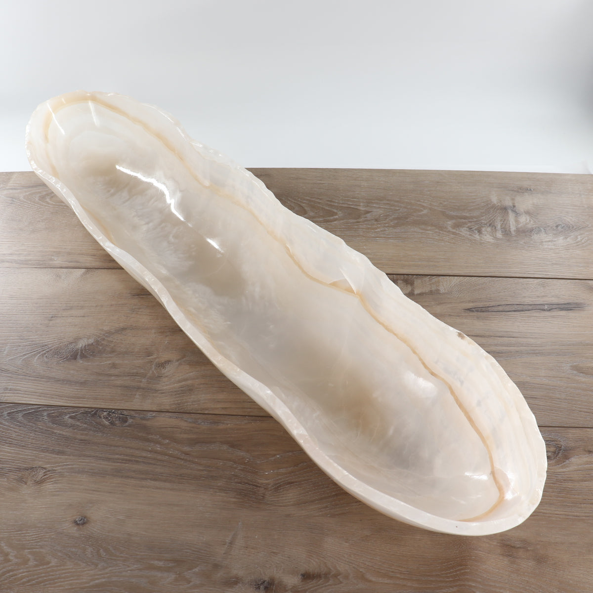 Mexican Onyx/Calcite Canoe Bowl 36"