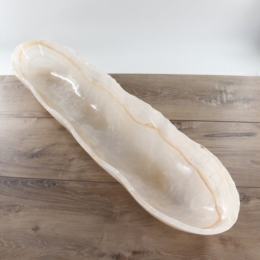 Mexican Onyx/Calcite Canoe Bowl 36"