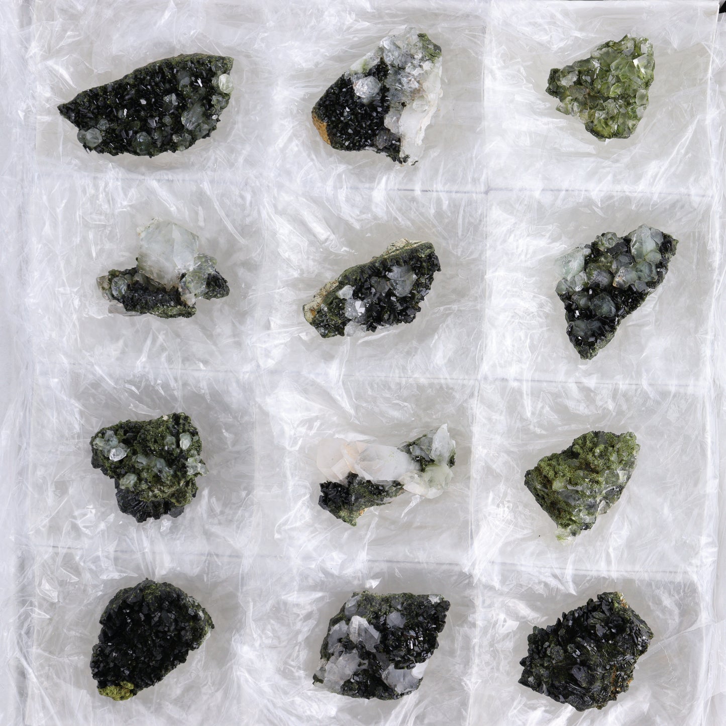 Epidote Set of 15 - Expert Wholesale and Supplier of Wholesale Crystals & Bulk Gemstones, ["epidote","flat","Flats"]