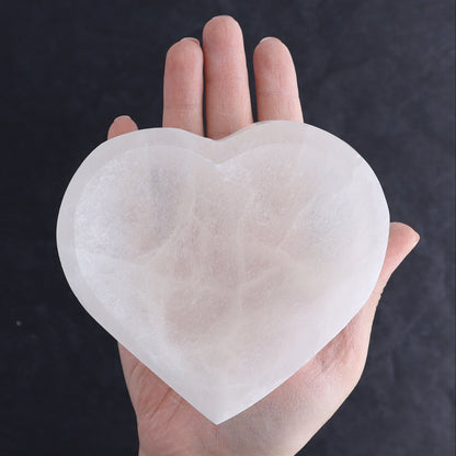 One Selenite (Satin Spar) Heart Bowl - Expert Wholesale and Supplier of Wholesale Crystals & Bulk Gemstones, ["bowl","Bowls","Hearts","Morocco","Selenite"]