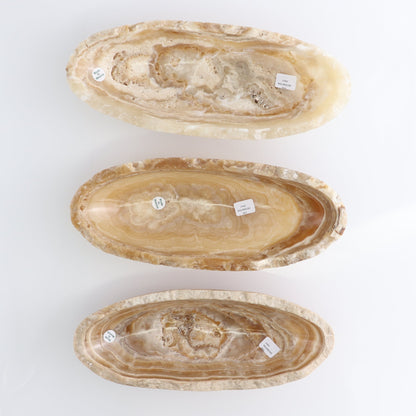 One Mexican Onyx/Calcite Porous Small Canoe Bowl