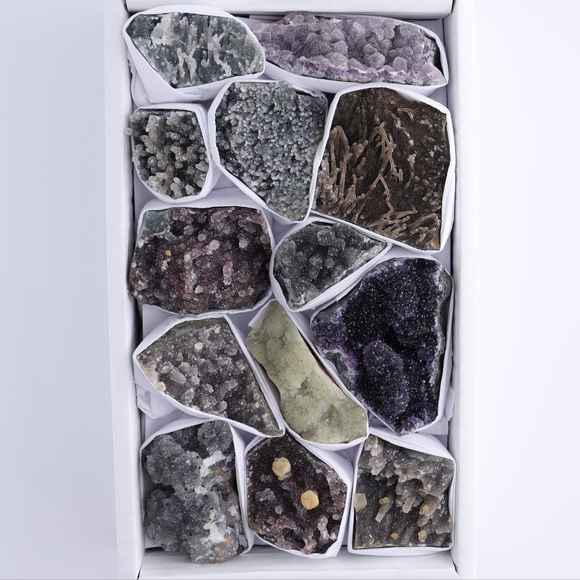 Uruguay Amethyst Clusters with Formations Flat of 13 - Expert Wholesale and Supplier of Wholesale Crystals & Bulk Gemstones, ["Amethyst","Clusters","Formations","Uruguay"]