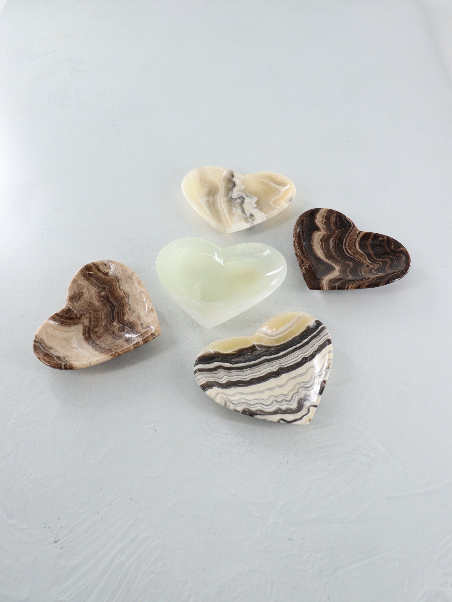 Mixed Onyx Heart Bowls Set of 5 - Expert Supplier of Wholesale Crystals & Bulk Gemstones