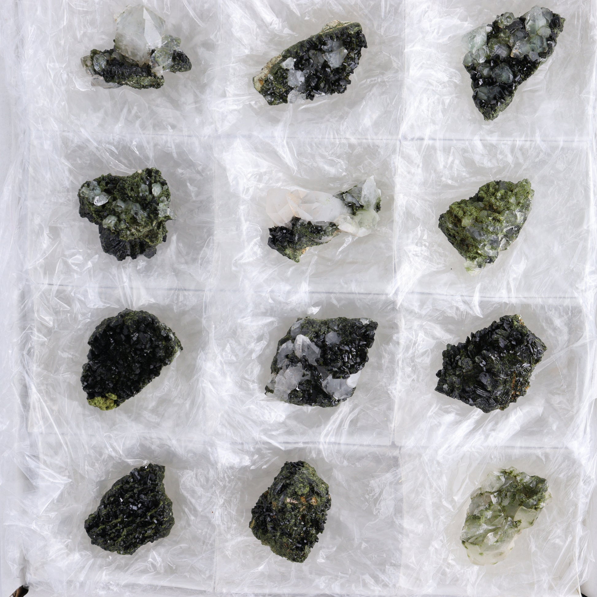 Epidote Set of 15 - Expert Wholesale and Supplier of Wholesale Crystals & Bulk Gemstones, ["epidote","flat","Flats"]