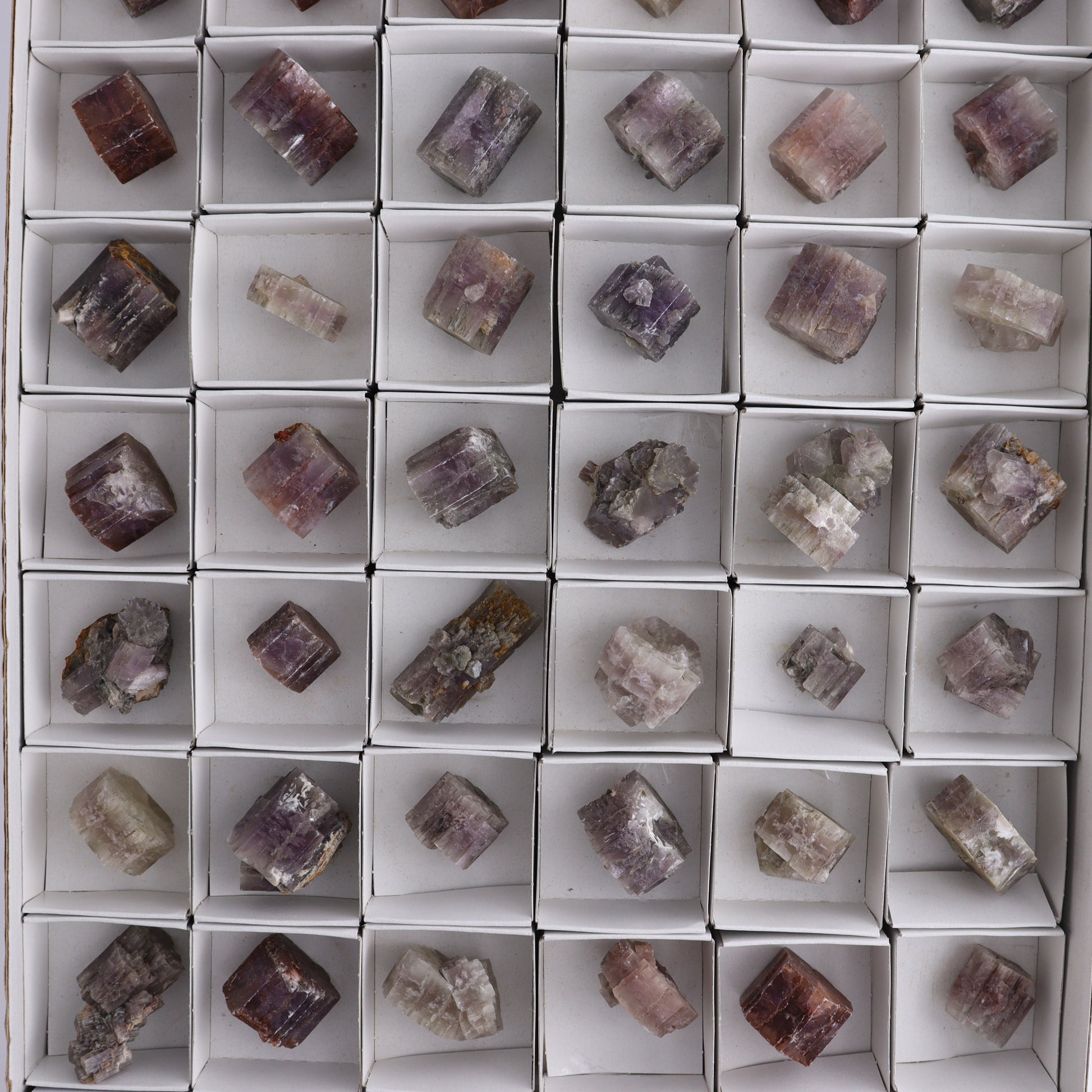 Purple Aragonite Set of 54 - Expert Wholesale and Supplier of Wholesale Crystals & Bulk Gemstones, ["aragonite","Purple Aragonite","Spain"]