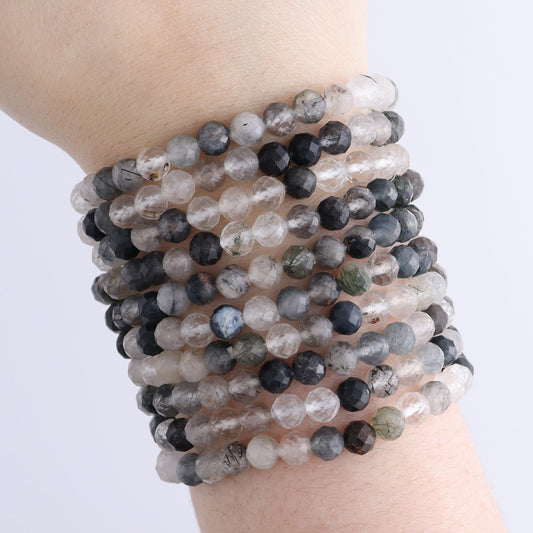 One Tourmaline in Quartz Faceted Bracelet | Mi Esperanza Minerals | Supplier of Crystals and Onyx