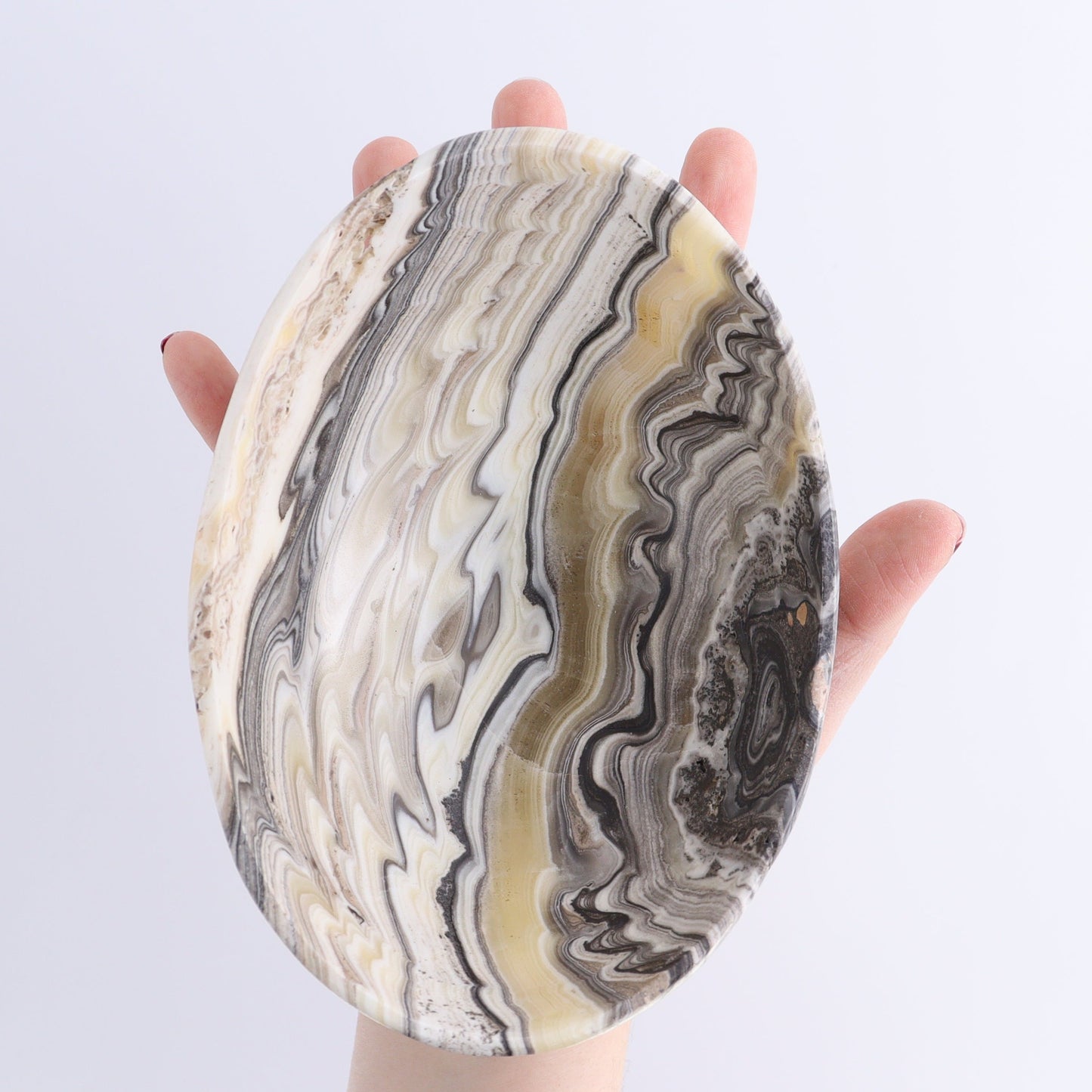 One Mexican Onyx/Calcite White Zebra Small Oval Bowl - Expert Wholesale and Supplier of Wholesale Crystals & Bulk Gemstones, ["bowl","Bowls","Calcite","Catalog Onyx","Decorative Dish","Mexico","onyx"]