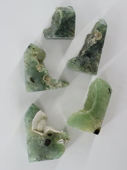 Semi Polished Prehnite Freeforms Set of 5