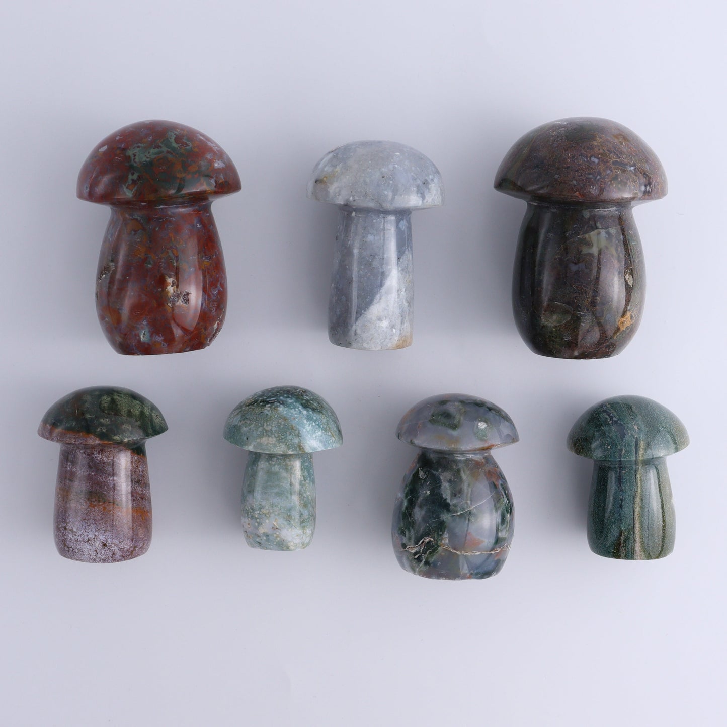 Ocean Jasper Mushrooms Set of 7 - Expert Wholesale and Supplier of Wholesale Crystals & Bulk Gemstones, ["jasper","Madagascar","Mushrooms","Ocean Jasper"]