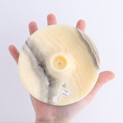 One Palo Santo/Incense/Candle Holder Mexican Onyx/Calcite Yellow Zebra - Expert Wholesale and Supplier of Wholesale Crystals & Bulk Gemstones, ["Calcite","Candle Holder","Catalog Onyx","Incense holders","Mexico","onyx","Palo Santo Holder"]