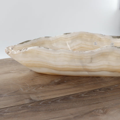 Mexican Onyx/Calcite Canoe Bowl 23"