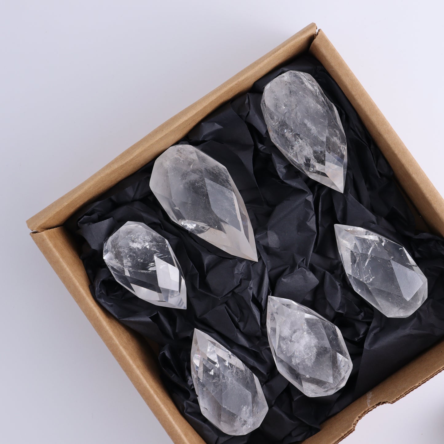 Imperfect Clear Quartz Face Polished Set of 6 - Expert Wholesale and Supplier of Wholesale Crystals & Bulk Gemstones, ["Brazil","Clear Quartz","Face Polished","Quartz"]