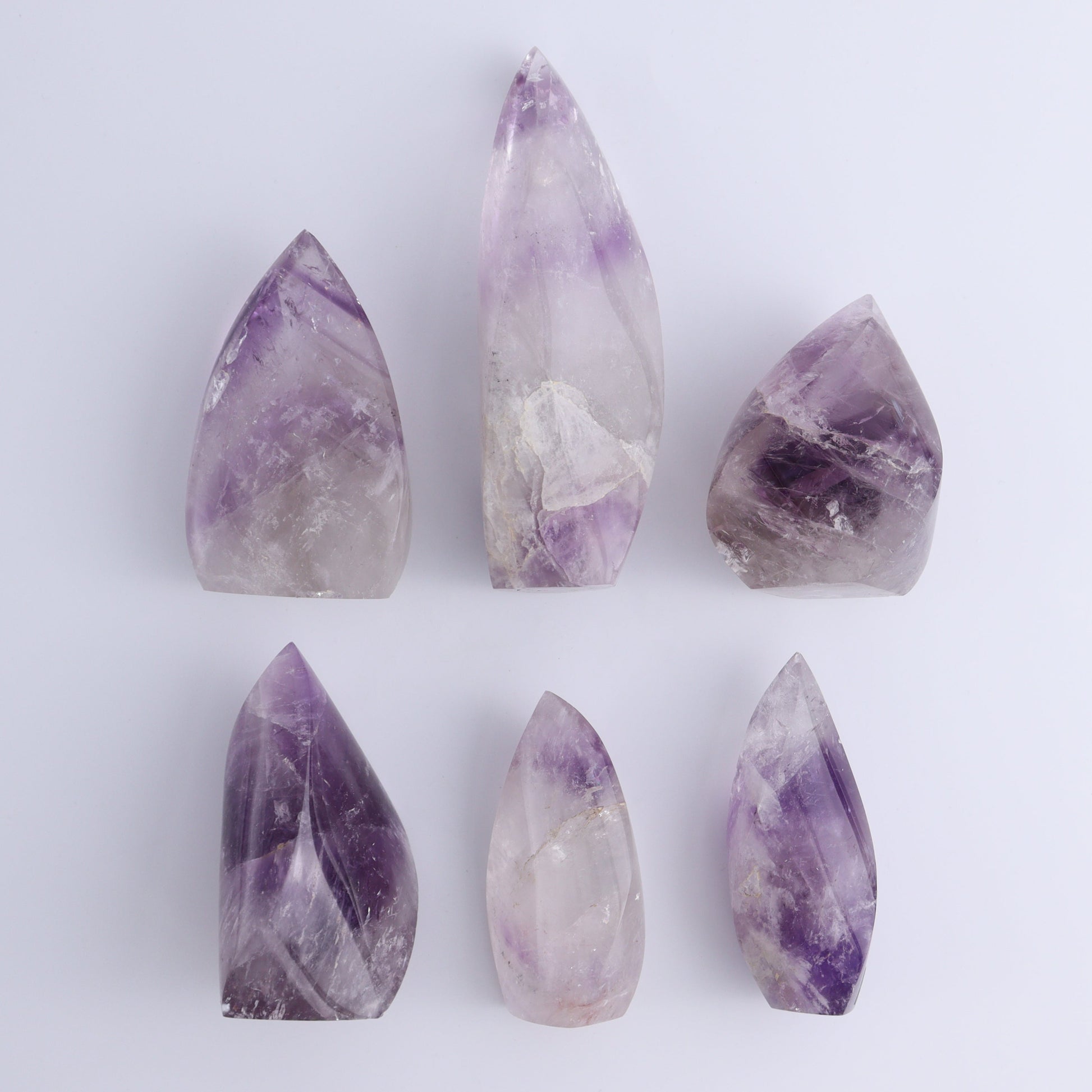 Imperfect Amethyst Flames Set of 6 - Expert Wholesale and Supplier of Wholesale Crystals & Bulk Gemstones, ["Amethyst","Brazil","flames"]
