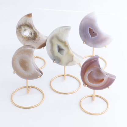 Agate Moons with Stand Set of 5 - Expert Wholesale and Supplier of Wholesale Crystals & Bulk Gemstones, ["Agate","Brazil","moons"]