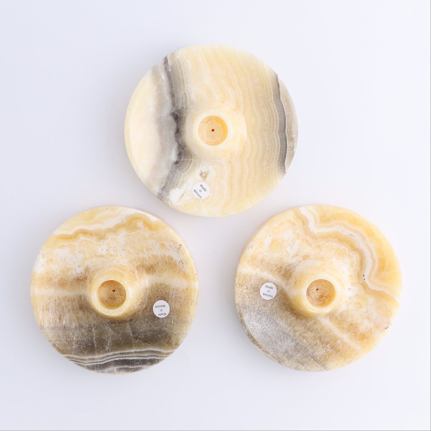 One Palo Santo/Incense/Candle Holder Mexican Onyx/Calcite Yellow Zebra - Expert Wholesale and Supplier of Wholesale Crystals & Bulk Gemstones, ["Calcite","Candle Holder","Catalog Onyx","Incense holders","Mexico","onyx","Palo Santo Holder"]