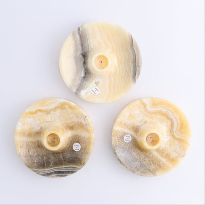 One Palo Santo/Incense/Candle Holder Mexican Onyx/Calcite Yellow Zebra - Expert Wholesale and Supplier of Wholesale Crystals & Bulk Gemstones, ["Calcite","Candle Holder","Catalog Onyx","Incense holders","Mexico","onyx","Palo Santo Holder"]
