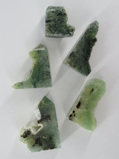 Semi Polished Prehnite Freeforms Set of 5