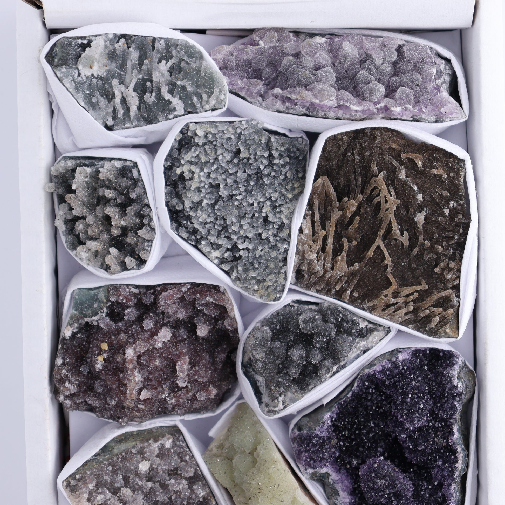 Uruguay Amethyst Clusters with Formations Flat of 13 - Expert Wholesale and Supplier of Wholesale Crystals & Bulk Gemstones, ["Amethyst","Clusters","Formations","Uruguay"]