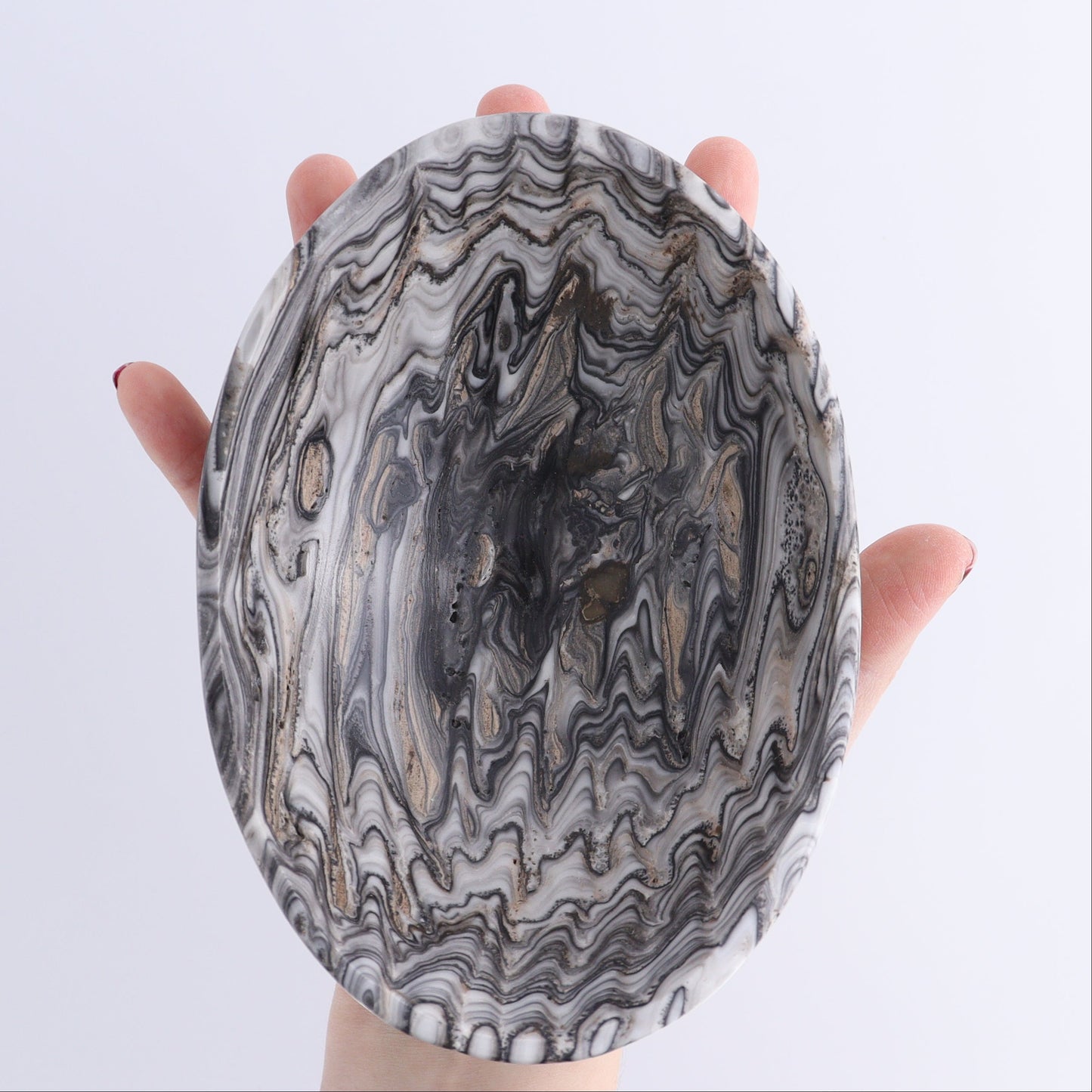 One Mexican Onyx/Calcite Black Zebra Small Oval Bowl - Expert Wholesale and Supplier of Wholesale Crystals & Bulk Gemstones, ["bowl","Bowls","Calcite","Catalog Onyx","Decorative Dish","Mexico","onyx"]