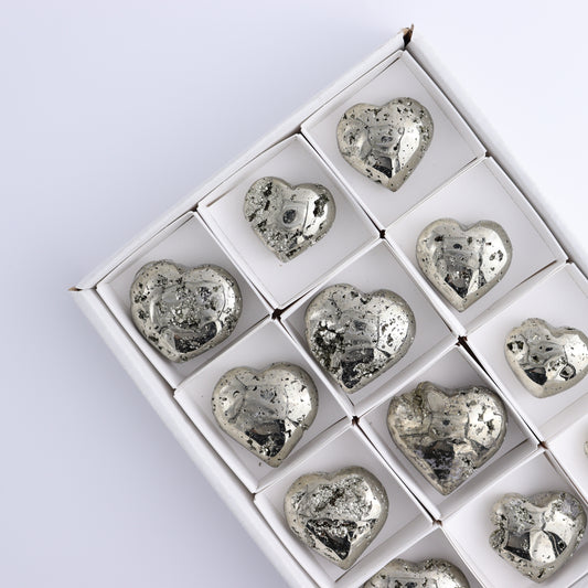 Pyrite Hearts Set of 12 - Expert Wholesale and Supplier of Wholesale Crystals & Bulk Gemstones, ["Hearts","Peru","Pyrite"]