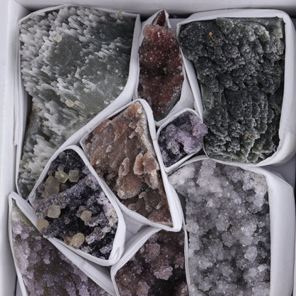 Uruguay Amethyst Clusters with Formations Flat of 13 - Expert Wholesale and Supplier of Wholesale Crystals & Bulk Gemstones, ["Amethyst","Calcite","Clusters","Formations","Uruguay"]