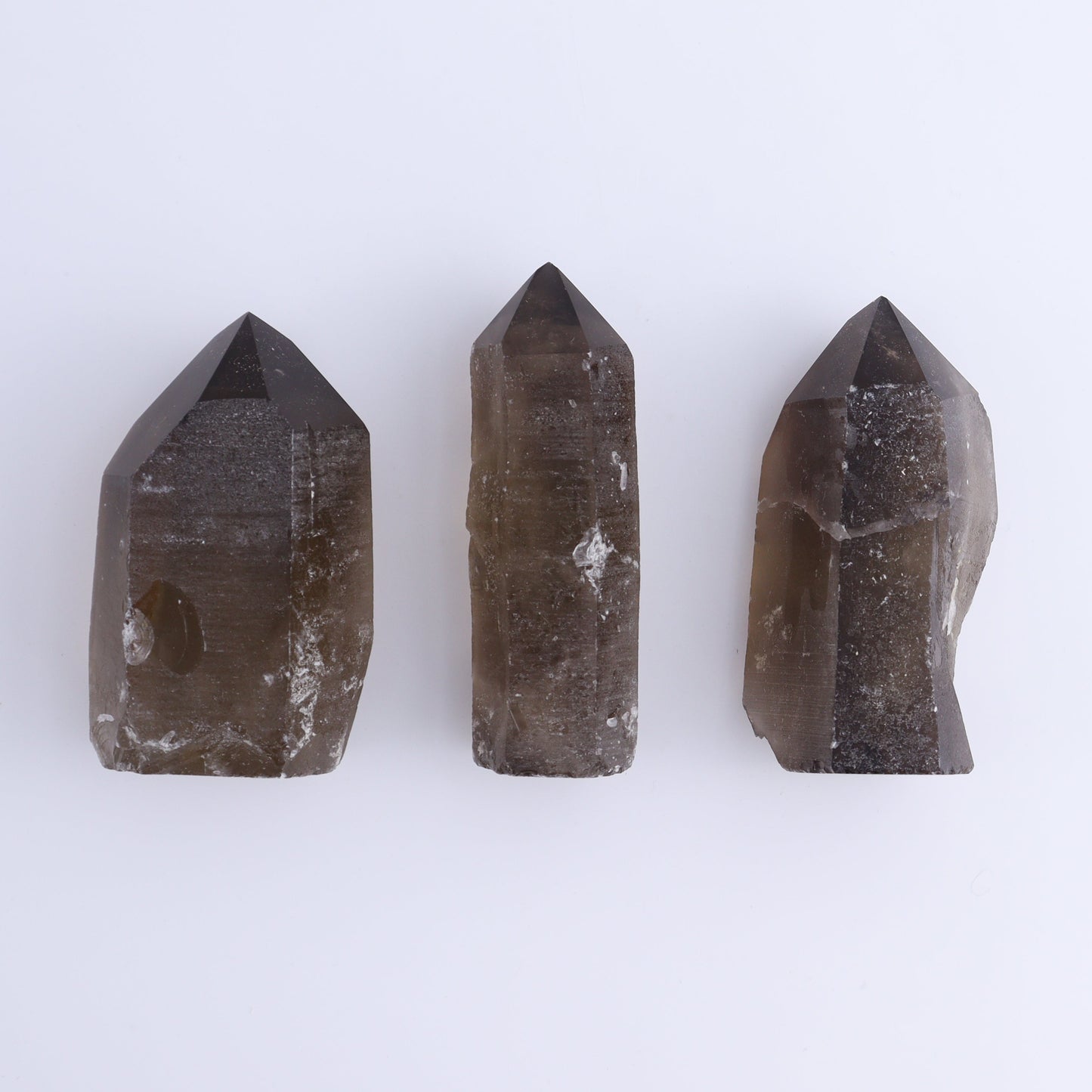 Smoky Quartz Polished Tops Set of 12 - Expert Wholesale and Supplier of Wholesale Crystals & Bulk Gemstones, ["Brazil","close_70","Points","Polished Tip","Quartz","Smoky Quartz"]