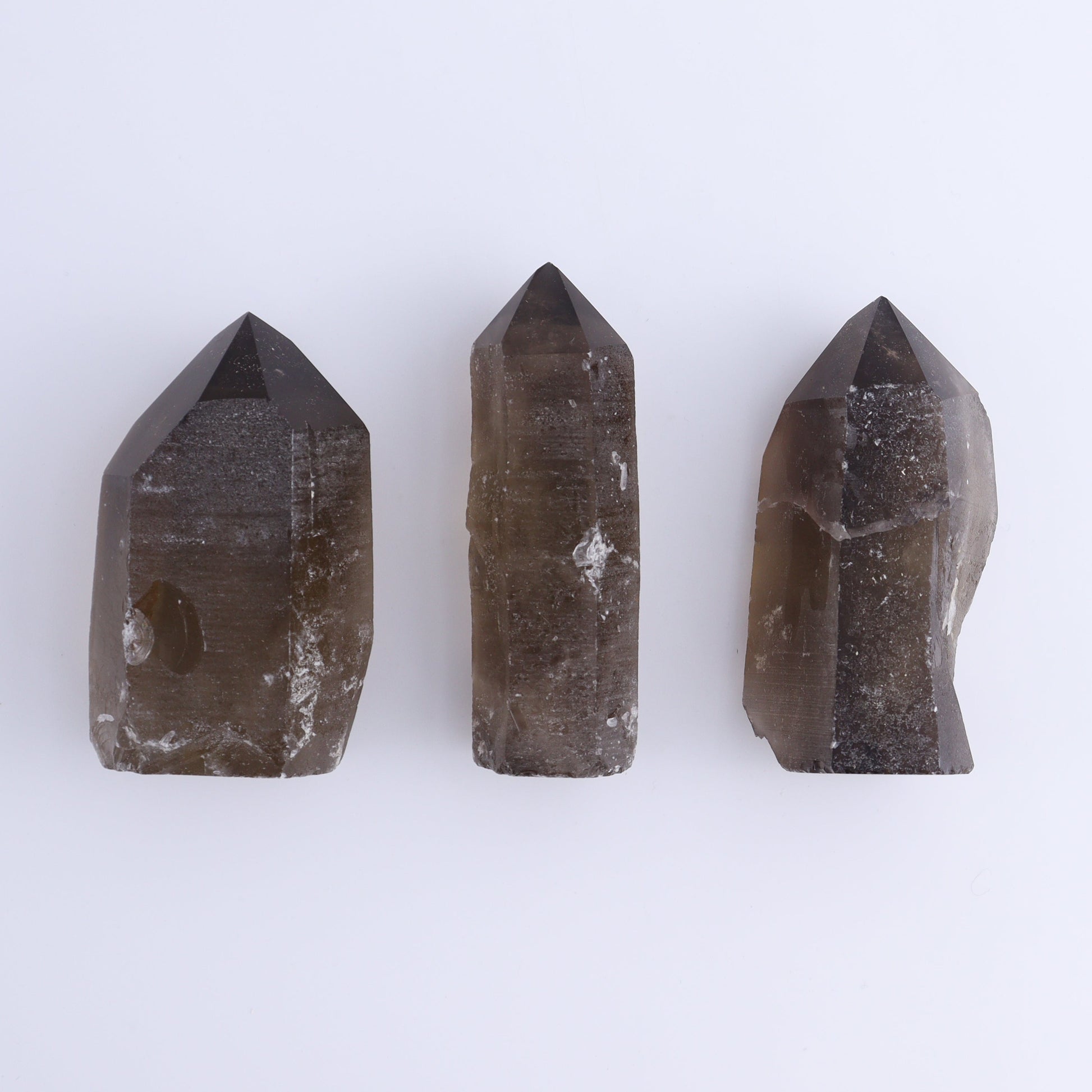 Smoky Quartz Polished Tops Set of 12 - Expert Wholesale and Supplier of Wholesale Crystals & Bulk Gemstones, ["Brazil","close_70","Points","Polished Tip","Quartz","Smoky Quartz"]
