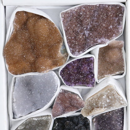 Uruguay Rainbow Amethyst Clusters Flat of 14