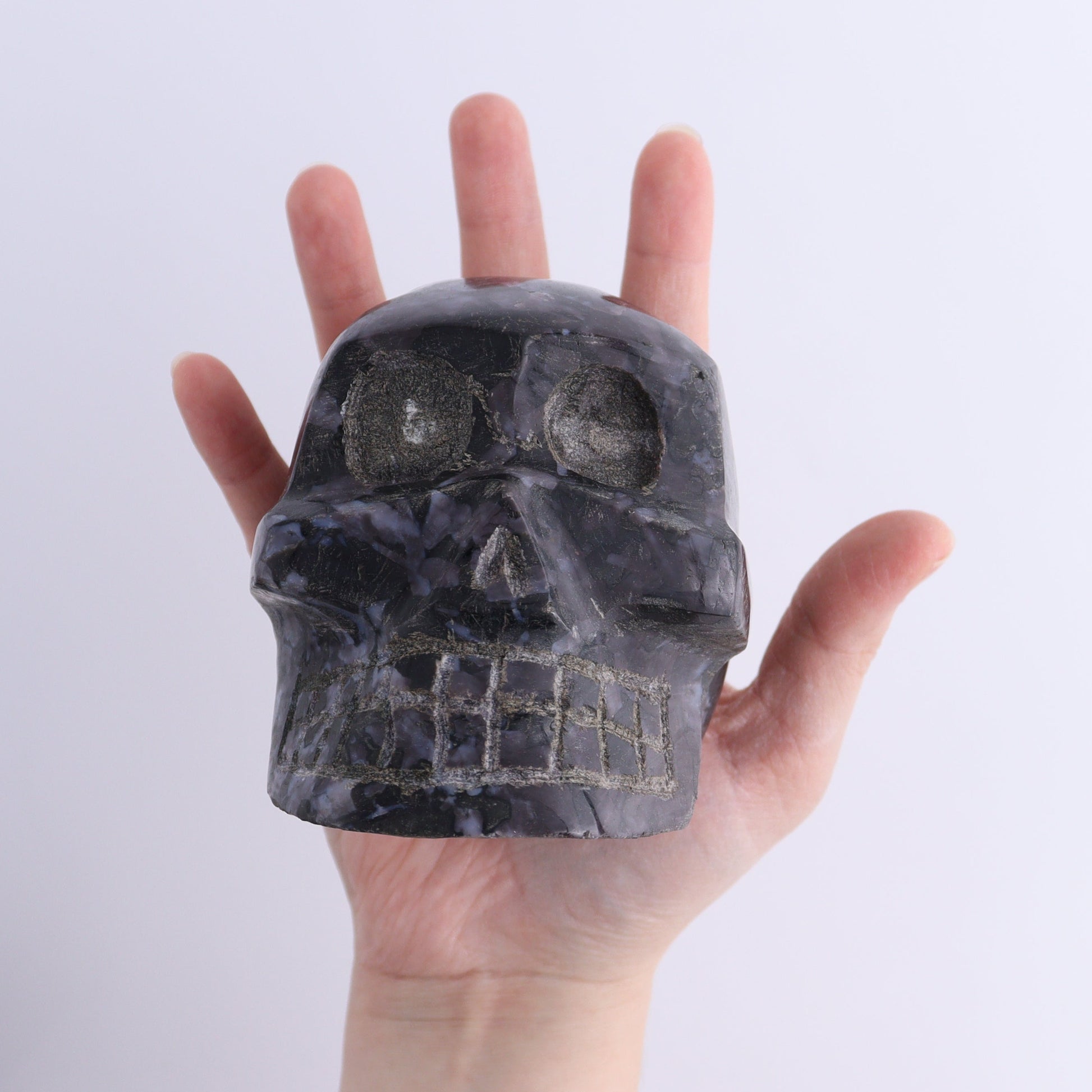 Indigo Gabbro Skulls Set of 2 - Expert Wholesale and Supplier of Wholesale Crystals & Bulk Gemstones, ["Indigo Gabbro","Madagascar","Skulls"]
