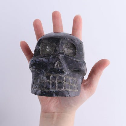 Indigo Gabbro Skulls Set of 2 - Expert Wholesale and Supplier of Wholesale Crystals & Bulk Gemstones, ["Indigo Gabbro","Madagascar","Skulls"]