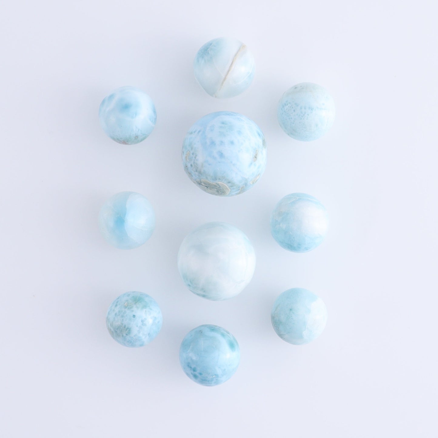 Larmiar Spheres Set of 10 - Expert Wholesale and Supplier of Wholesale Crystals & Bulk Gemstones, ["Larimar","Spheres"]