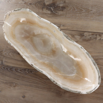 Mexican Onyx/Calcite Canoe Bowl 23"