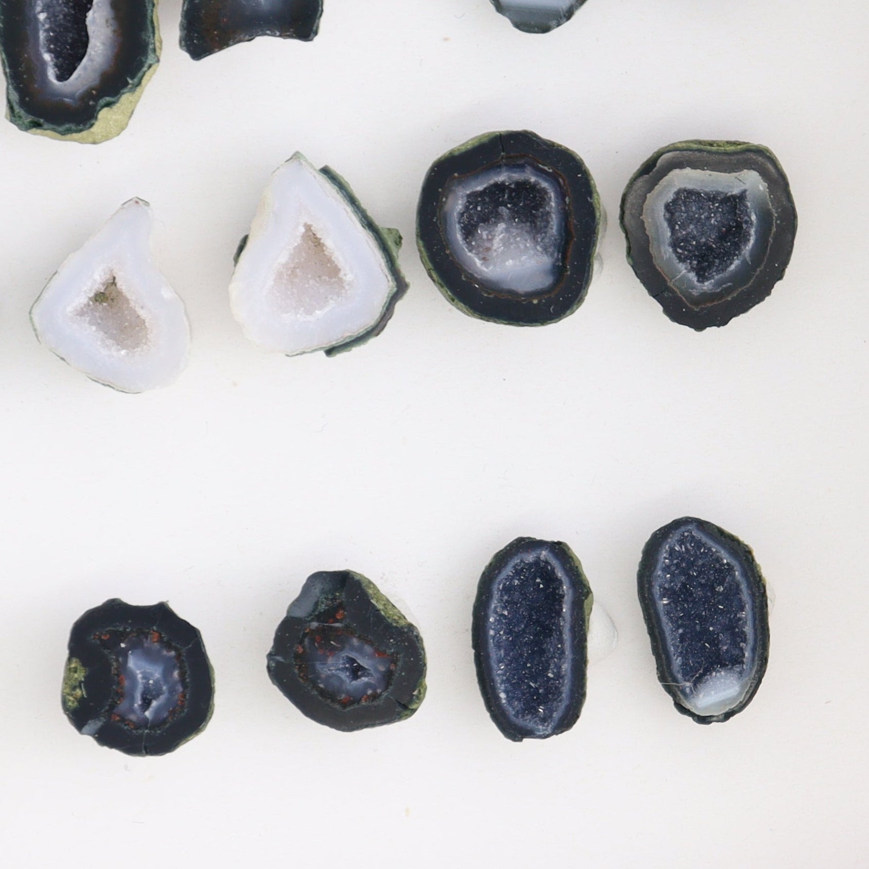 Tabasco Geodes 9 Pairs - Expert Wholesale and Supplier of Wholesale Crystals & Bulk Gemstones, ["Geodes","Tabasco Geode"]