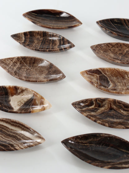 Chocolate Onyx Leaf Dishes Set of 10