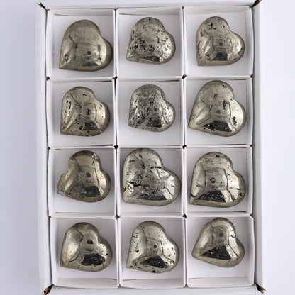 Pyrite Hearts Set of 12 - Expert Wholesale and Supplier of Wholesale Crystals & Bulk Gemstones, ["Hearts","Peru","Pyrite"]
