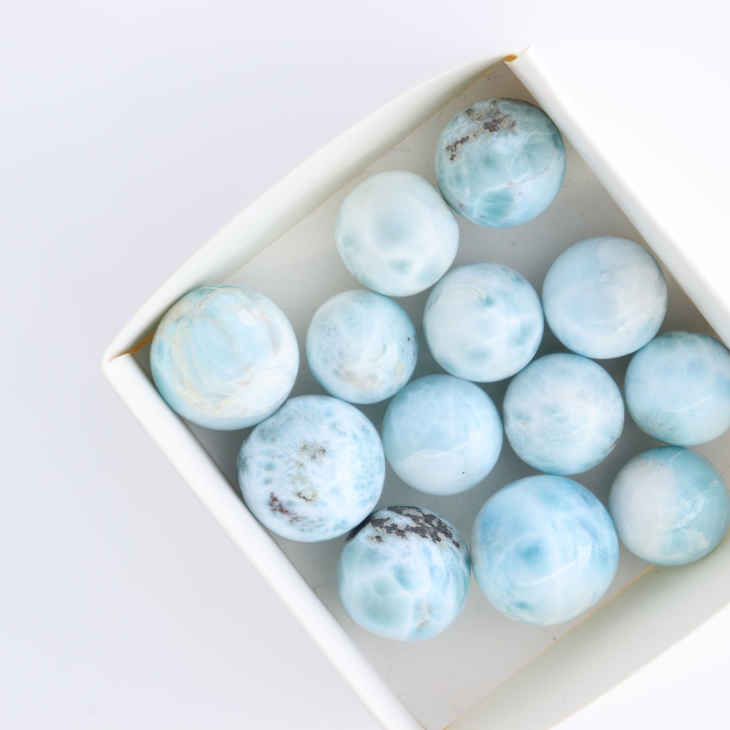 Larimar Spheres Set of 13 - Expert Wholesale and Supplier of Wholesale Crystals & Bulk Gemstones, ["Larimar","Spheres"]