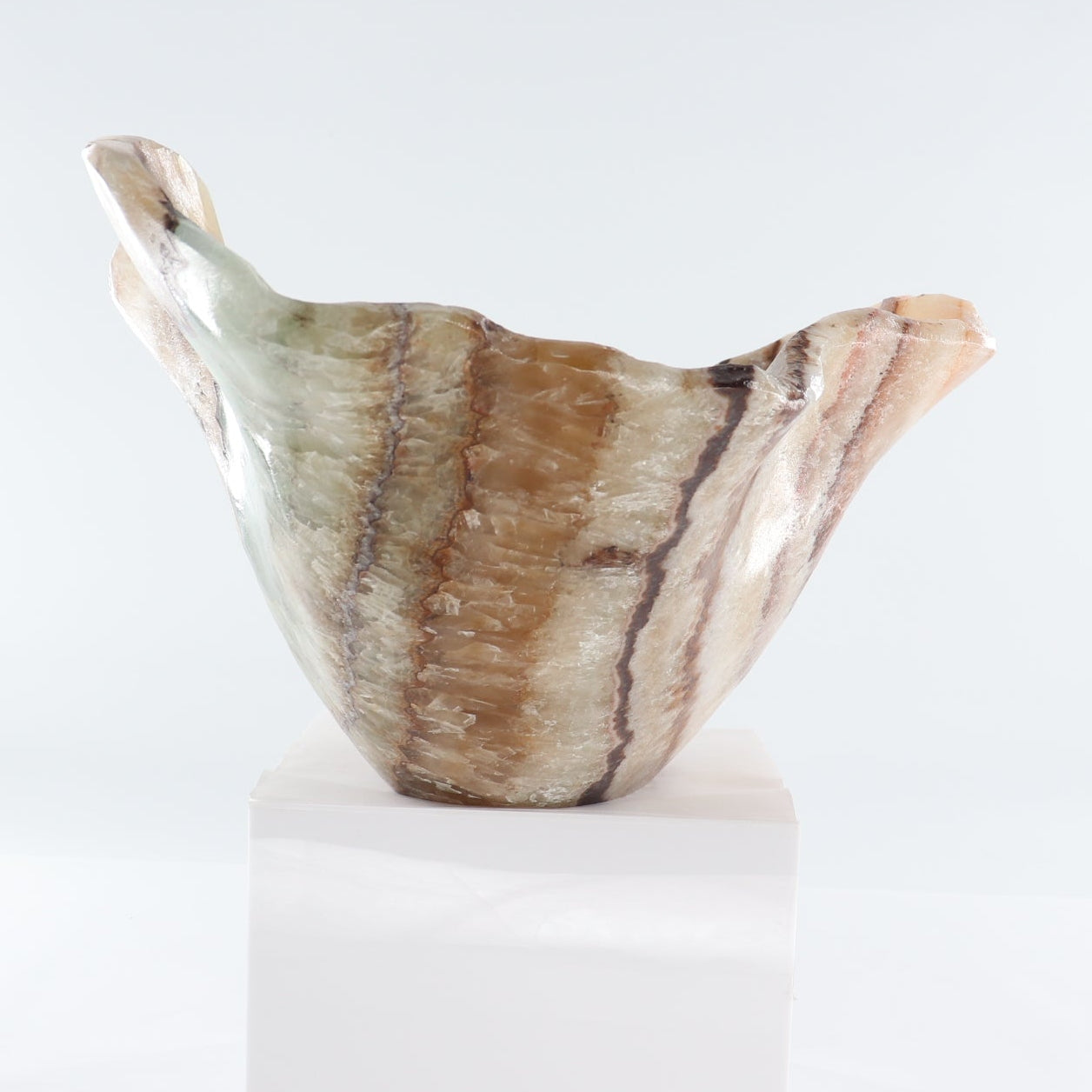 Mexican Onyx/Calcite Bowl (L) 21" x (W) 13" x (H) 9"