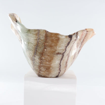 Mexican Onyx/Calcite Bowl (L) 21" x (W) 13" x (H) 9"
