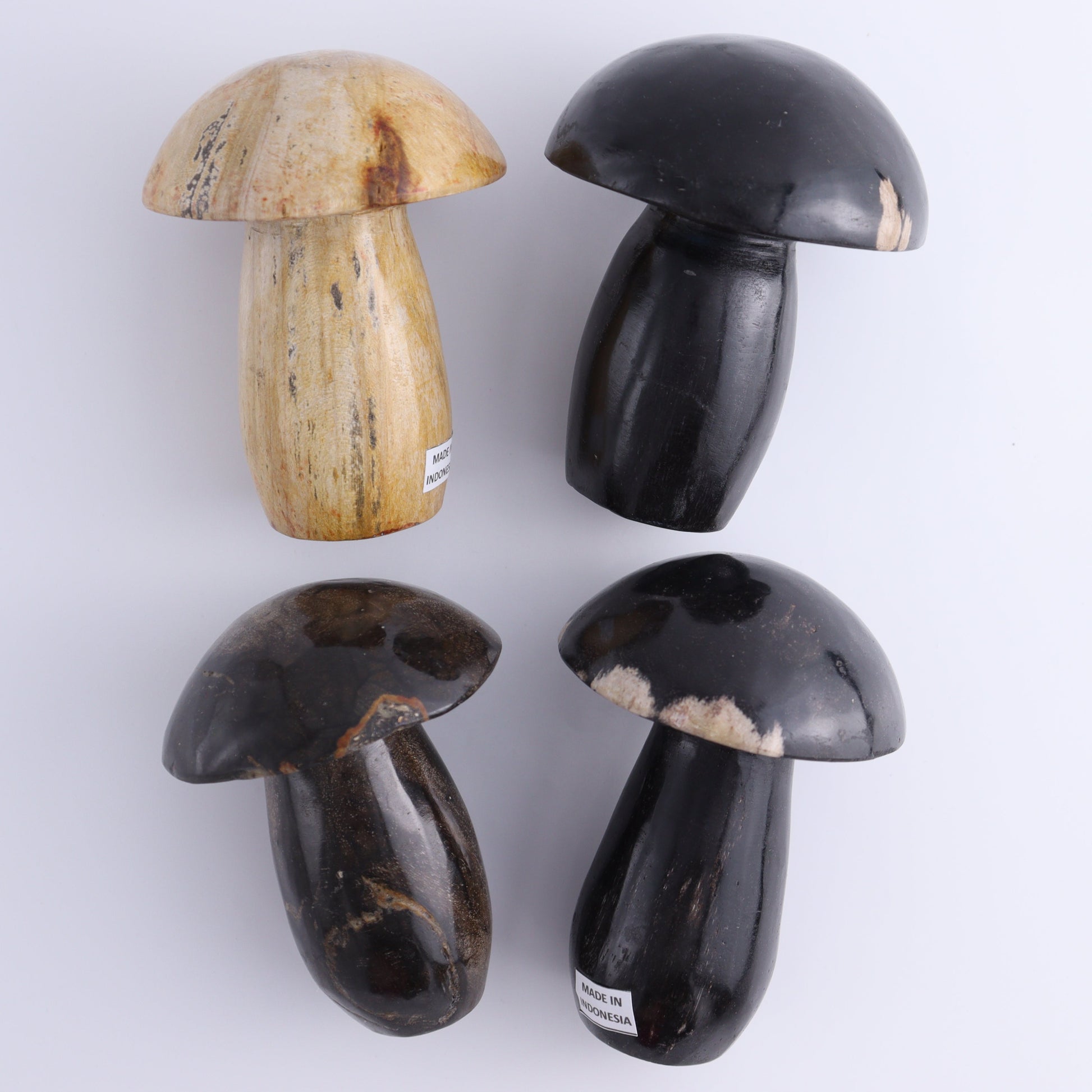 Petrified Wood Mushrooms Set of 4 - Expert Wholesale and Supplier of Wholesale Crystals & Bulk Gemstones, ["Indonesia","Mushrooms","Petrified Wood"]