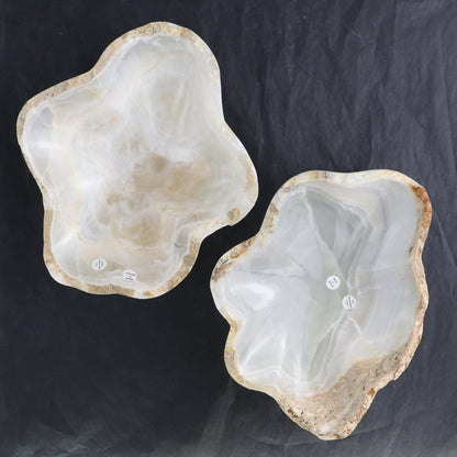 One Bowl Mexican Onyx/Calcite White & Honey Stone Edge