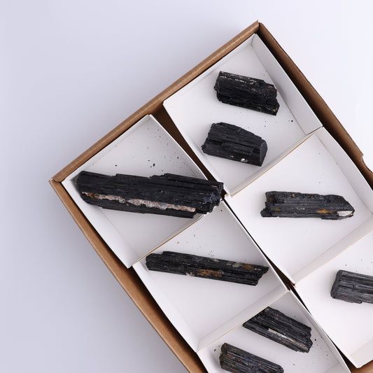 Black Tourmaline Roughs Set of 8