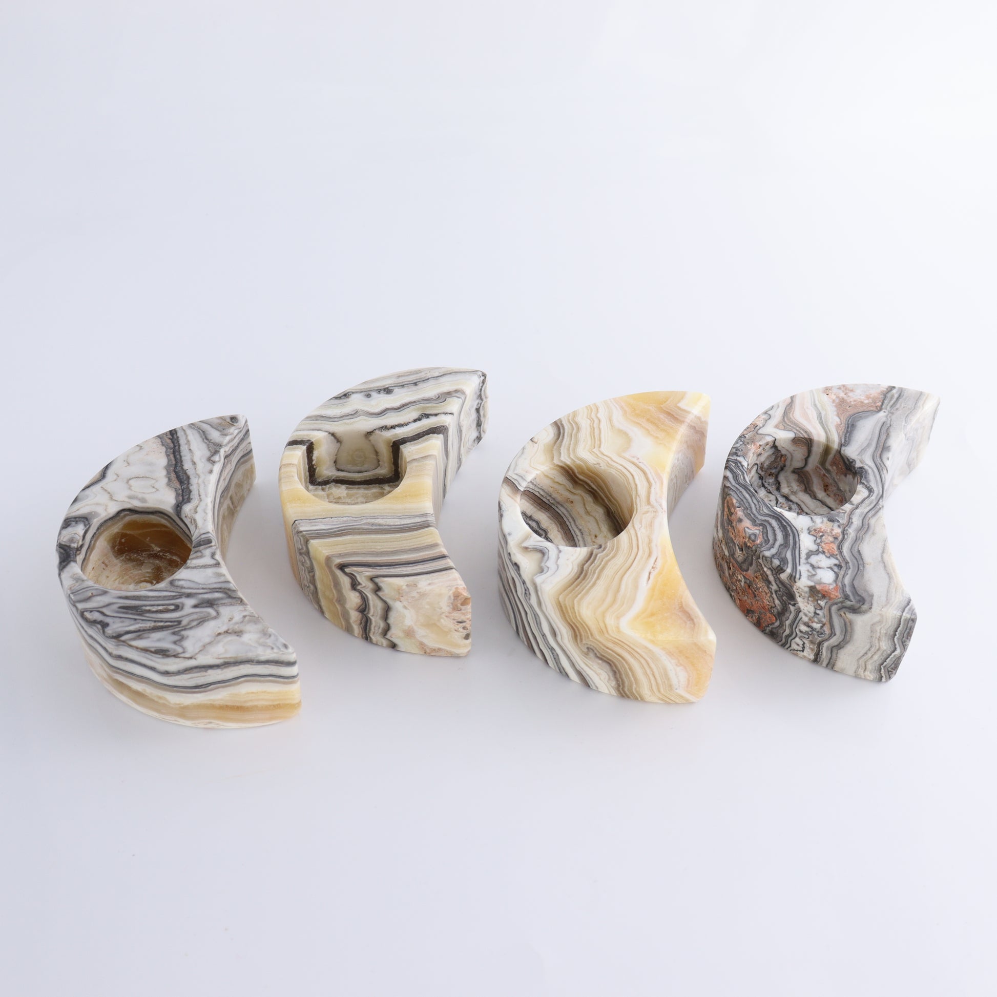 Onyx Moon Candle Holders Set of 4 - Expert Wholesale and Supplier of Wholesale Crystals & Bulk Gemstones, ["Candle Holder","Mexico","moons","onyx"]