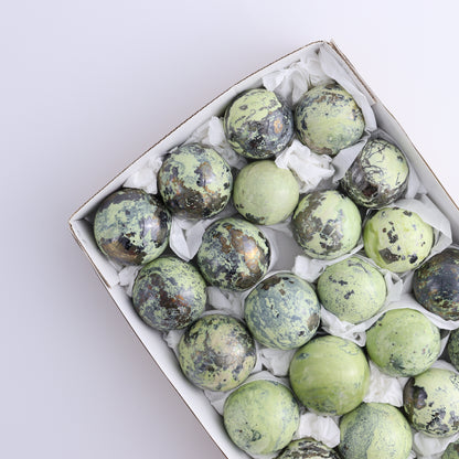 Serpentine with Pyrite Spheres Set of 25 - Expert Wholesale and Supplier of Wholesale Crystals & Bulk Gemstones, ["Peru","serpentine","Spheres"]