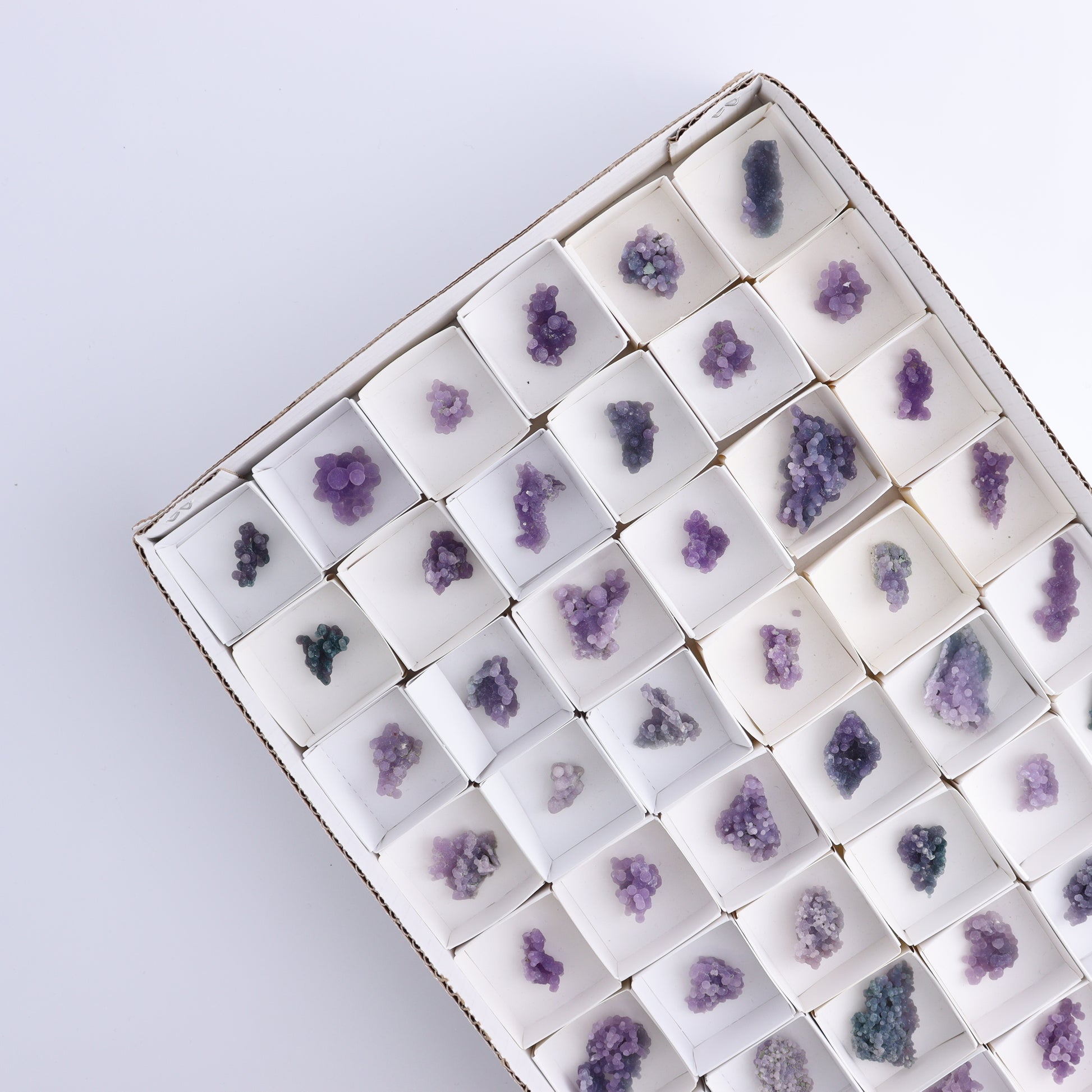Grape Agate Cluster Set of 54 - Expert Wholesale and Supplier of Wholesale Crystals & Bulk Gemstones, ["Clusters","Grape agate","Indonesia"]