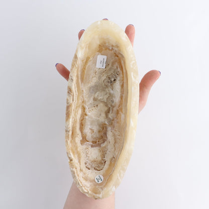 One Mexican Onyx/Calcite Porous Small Canoe Bowl